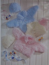 PREMATURE~BABY~LOOPY~JACKET~GILET~HAT~KNITTING PATTERN~SIZE ~BIRTH~31-56cm (R72)