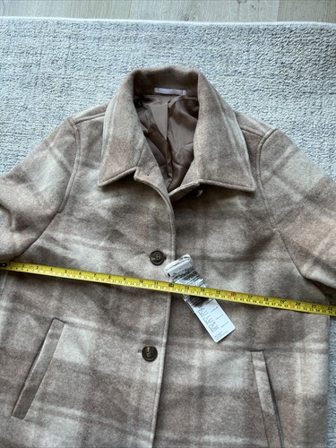 Uniqlo Women Brushed Short Coat Mantel Beige 10% Wool Size S 8/10 RRP £99.99 War - Picture 4 of 13