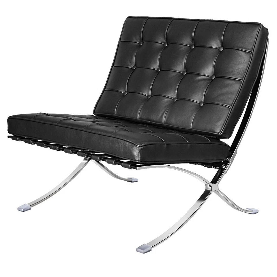 Mid-century Hochwertig Einzel Stühle lounge chair Echtes Leder Schwarz - Bild 4 von 4