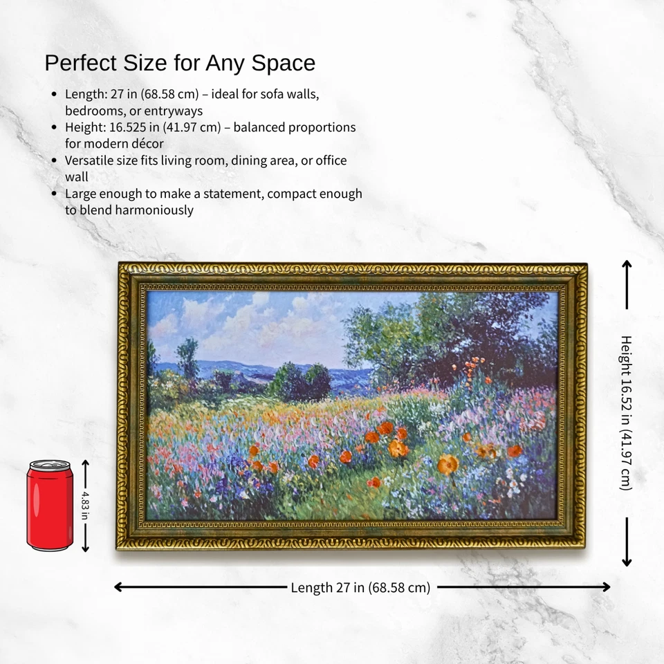 Arte de pared con flores silvestres enmarcadas TAKORO, 27x16,75 pulgadas, lienzo texturizado pintado a mano Foto 4 de 4