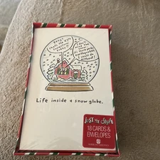 Box Of 18 Vintage Hallmark Funny Snow globe Christmas Cards In Box Never Opened