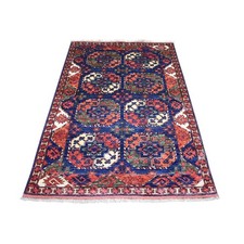 4'x5'9" Navy Afghan Ersari Elephant Feet Design Wool Hand Knotted Rug R70720