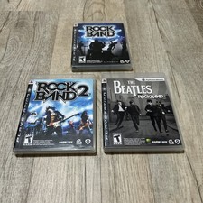 Rock Band 1 2 & The Beatles Game Bundle (Playstation 3 PS3) CIB Tested Working