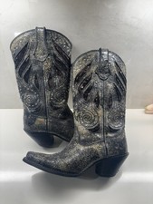 Y2k Durango Women s Distressed Metallic Crackle Leather Cowboy Boots