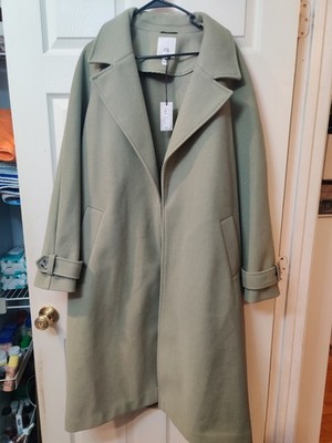 River Island UK 18/ US 14 Tailored Longline Coat Green Khaki NWT
