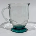 Vintage Anchor Hocking Teal Green Tint Glass Large Footed Coffee Cup Mug