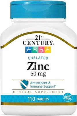 21st Century Chelated Zinc 50 mg 110 Tabs - 1 Bottle
