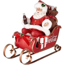 Kurt Adler Fabriche Coca-Cola Santa in Sleigh Tabletop Decoration, 10"