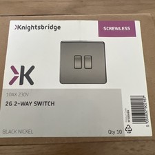 Knightsbridge SF3000BNx10 Interrupteur 2 voies sans vis 10AX 2G noir nickel (paquet de 10)