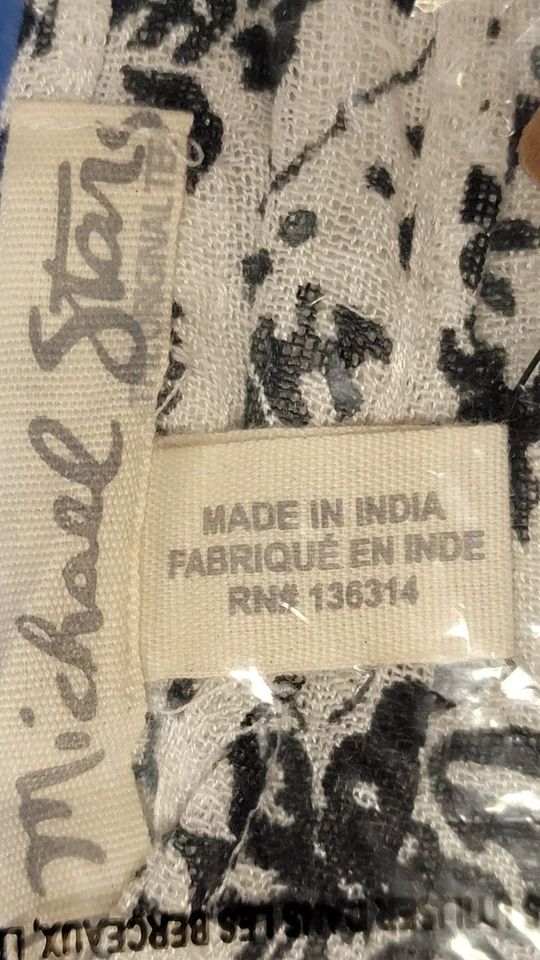 Bufanda ajustada de porcelana Michael Star vintage con estampado floral en bloques envoltura ligera Foto 4 de 4