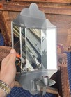 Vintage Pair of Mirrored Tin Single Light Wall Sconces Rustic Farmhouse AAFA — photo 2