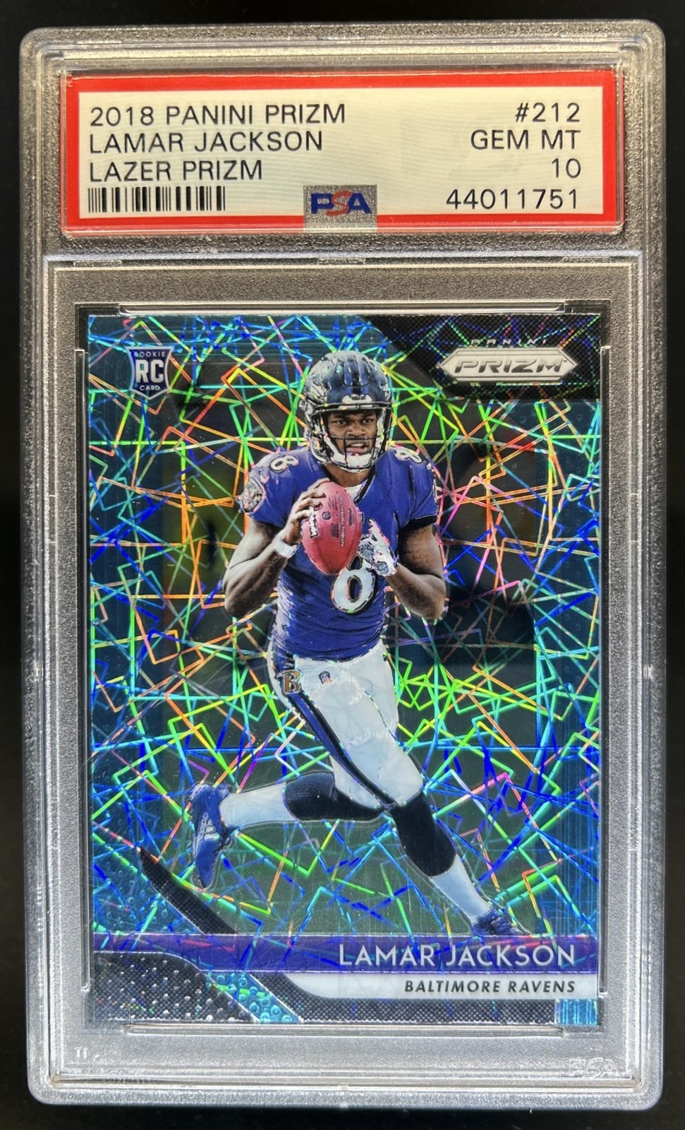 Lamar Jackson Panini Prizm #212 Lazer Prizm
