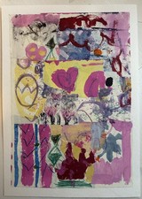 Contemporary colourful abstract mixed media collage on A4, 300 gsm paper