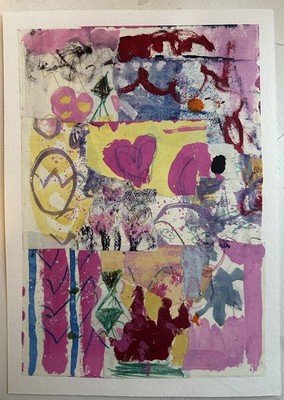Moderne bunte abstrakte Mixed Media Collage auf A4, 300 g/m² Papier