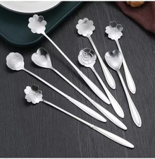 8PCS Flower Spoon Set Small Teaspoon Coffee Spoon Cute Stainless Steel