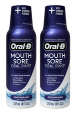 Oral-B Mouth Sore Oral Rinse Soothing Mint Flavor 8oz each, 2-Pack