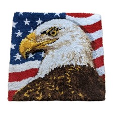 VTG Latch Hook Completed Rug Bald Eagle Head Wall Hanging 30.5"x29" Bicentennial