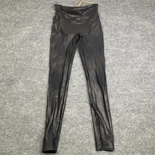 Spanx Leggings Womens Medium Black Faux Leather High Rise Pull On Shaping Ankle