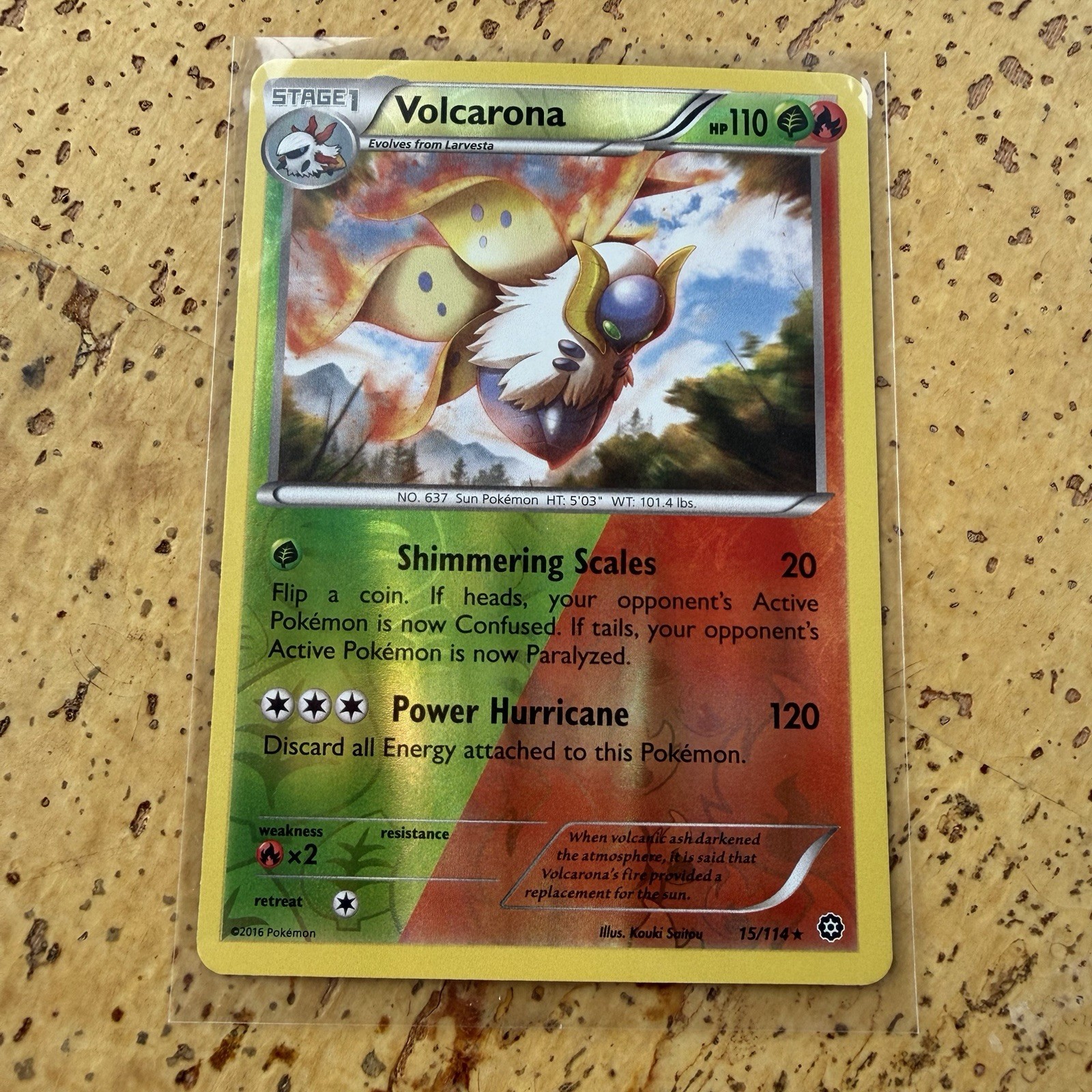 Volcarona 15/114 LP Reverse Holo Rare Steam Siege 2016 Pokemon TCG