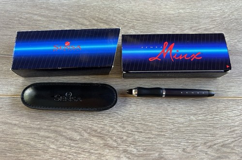 Sensa Minx Geneva Black Silver Ballpoint Pen & Leather Case In Original Box