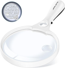 Large Magnifying Glass with Light, 10X 20X 45X Illuminated Handheld Magnifier wi