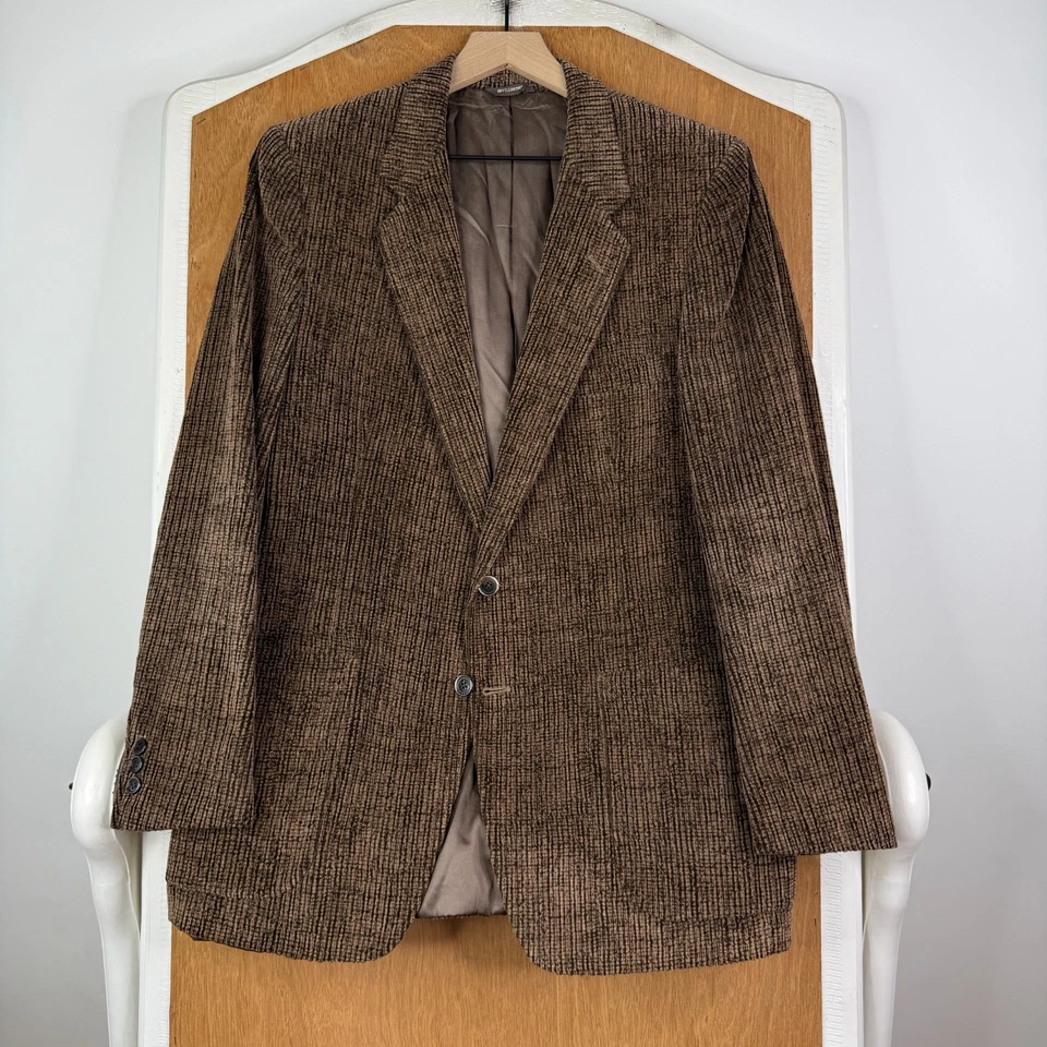 Blazer de Pana de Colección para Hombres 38R Marrón 2 Botones Tallia Años 70 Muesca Solapa Gruesa Foto 2 de 4