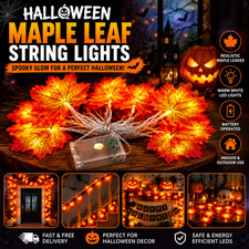 2/3/6M Halloween Maple Leaf LED String Lights Garland Fall Thanksgiving Decor
