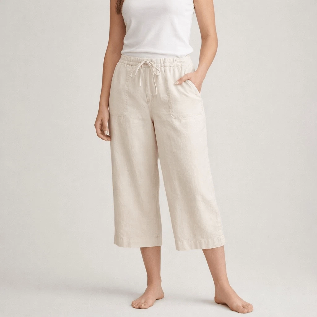 Old Navy Linen Capri Pants Womens 12 Beige Drawstring Casual
Opens in a new window or tab