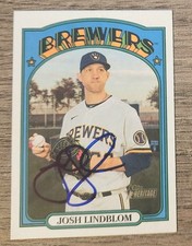 Josh Lindblom Autograph Signed 2021 Topps Heritage Milwaukee Brewers