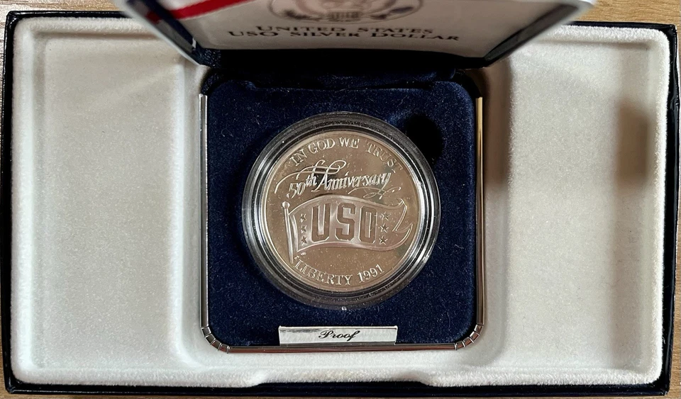 1991-S USO 50th Anniversary Proof 90% Silver $1! Box & COA 🔥🪙🇺🇸 - Image 4 of 4
