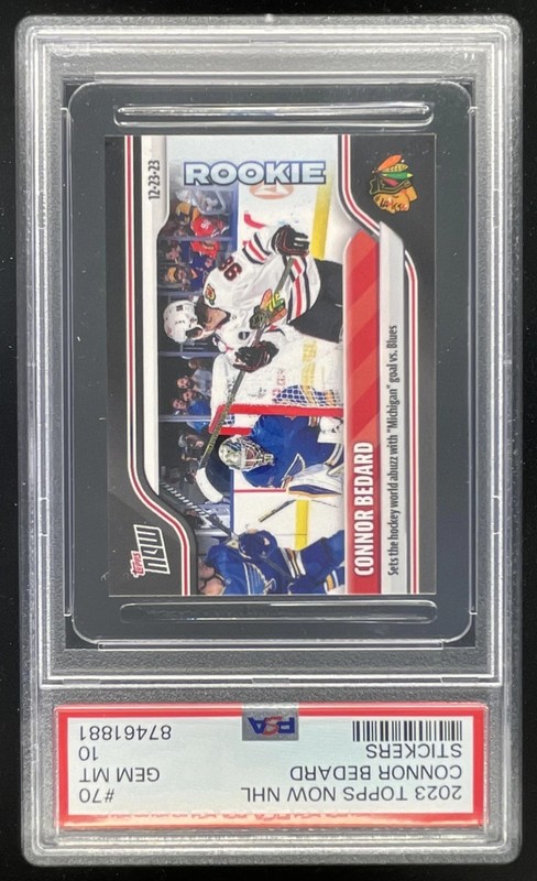 2023-24 Topps Now NHL Stickers #70 Connor Bedard RC PSA 10