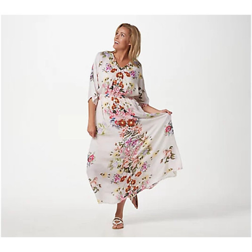 Tolani Collection Thalia Maxi Dress Floral Flowy Button Down White NEW XL Petite