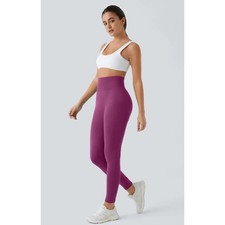Halara Seamless Flow High Waisted Ruched Plain Purple Yoga 7/8 Leggings Size XS
