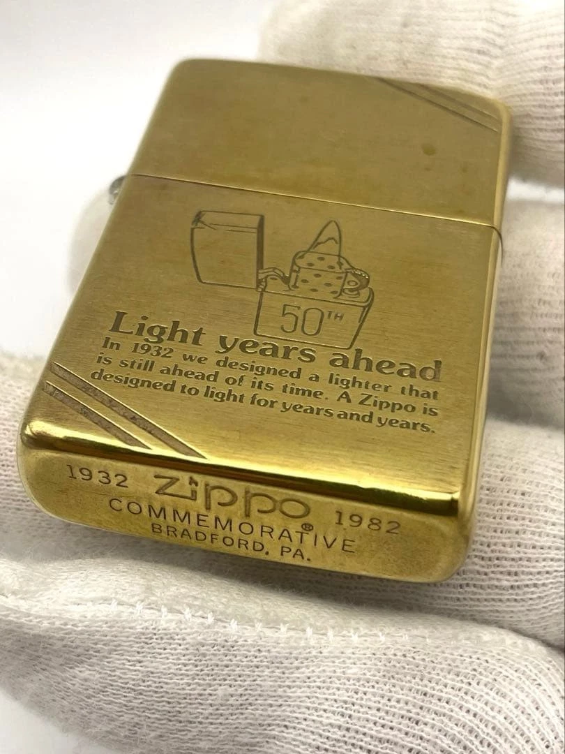 zippo 1932➖1982 COMMEMORATIVE 50th ZIPPO SOLID BRASS 1932 1982 COMMEMORATIVE FAN CLUB JAPAN 50TH
