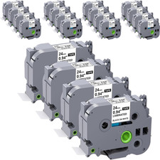 20X TZe TZ251 TZe251 24mm Black on White Label Tape For Brother P-touch Labeler