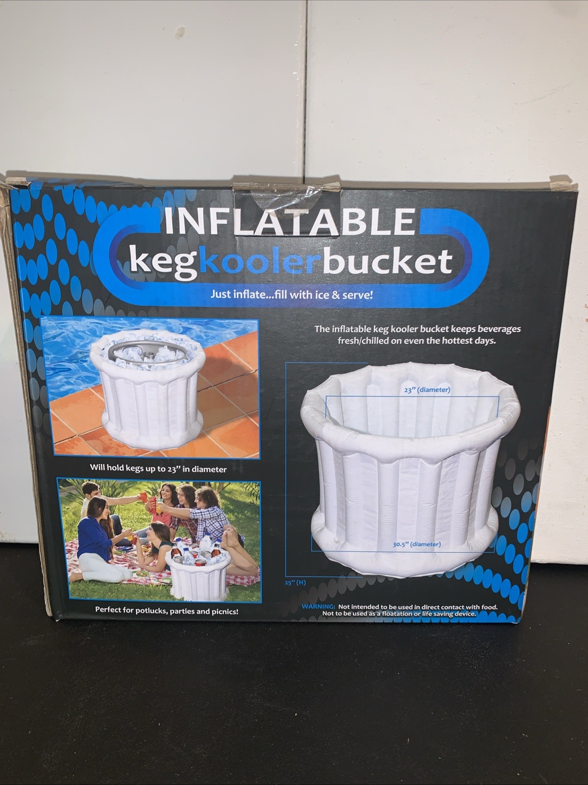 Bucket/fill Keg (23') Wide Add Ice & Your Favorite Drink.
