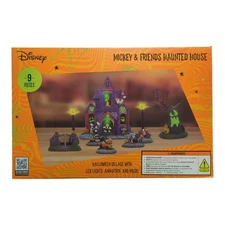 Disney LED Pre-Lit Animated Halloween Village, 9 Piece