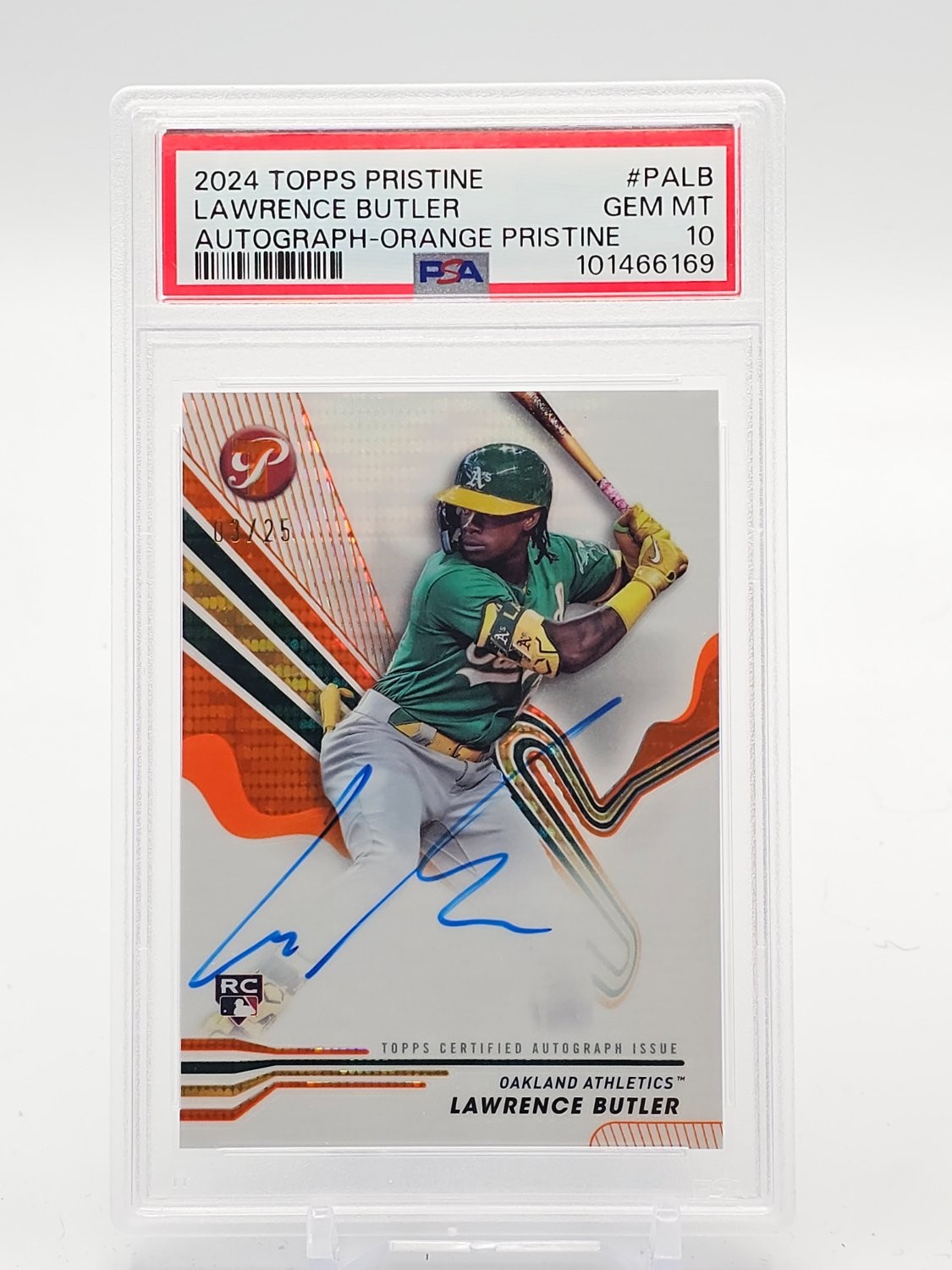 LAWRENCE BUTLER 2024 TOPPS PRISTINE AUTO ORANGE ROOKIE RC /25 #PALB PSA 10 Q1809