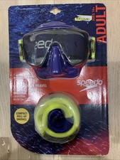 Speedo Adult Travel Snorkel Mask Set - Navy. Ages 14 NEW Vacation Beach Ocean