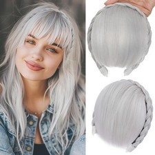 Plaited Headband With Bangs Extension Fringe Neat Topper Braids Hairpiece Chunky