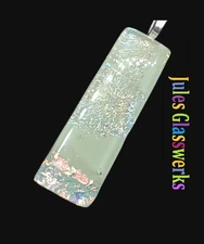 Hand Crafted Dichroic Fused Glass Pendant W/Chain #1206 Margarita Series 