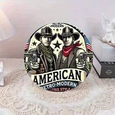 2D FlatRoom Decoration Retro Western Cowboy Style Silvery Foil Carving 7.87inch