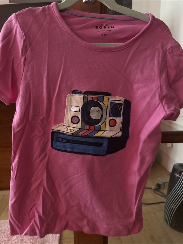 Boden Kids 11-12 Pink Camera Shirt