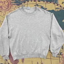 Vintage Jerzees Sweatshirt Mens MEDIUM Gray Blank Crewneck Pullover Made USA 90s