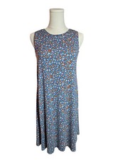 Ann Taylor Sleeveless Blue Floral Trapeze Dress Size XS Summer Blooms Flowy