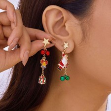 Christmas Drop Earrings Santa Snowman Tree Dangle Earring Woman Jewelry