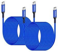 15ft USB C to C Cable Long 2 Pack , Awnuwuy 60W Type C 15FT, Blue