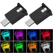 2PCS USB Type C LED Ambient Light,8 Colors RGB Dynamic Interior Atmosphere