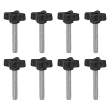 8pcs Star Knobs M8 x 50mm Metric Threaded Stud 32mm 4-Point Head Clamping Screws
