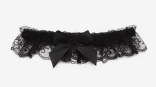 New Black Lace thigh leg garter with bow one size